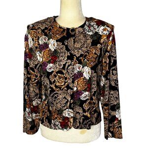 Vintage Norton McNaughton Baroque Floral Blouse Jacket Top Sz 10